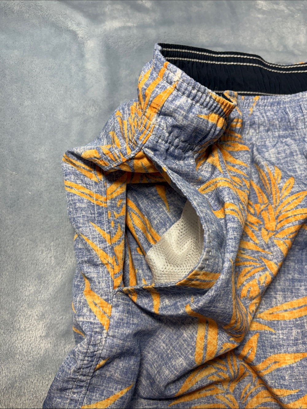 Lands' End Blue Swim Shorts with Orange Pineapple Print - Picture 6 of 10